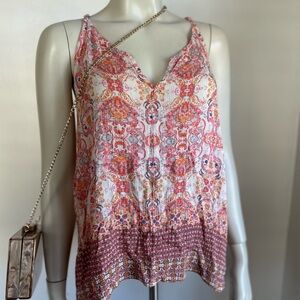 Luq Floral Pink and White Women's Top L